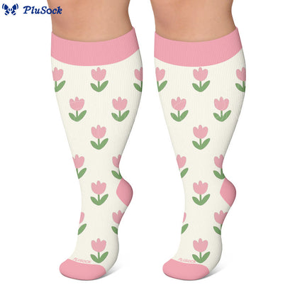 Plusock Plus Size Floral Bow Compression Socks - image 2
