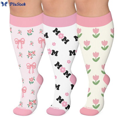 Plusock Plus Size Floral Bow Compression Socks - image 0