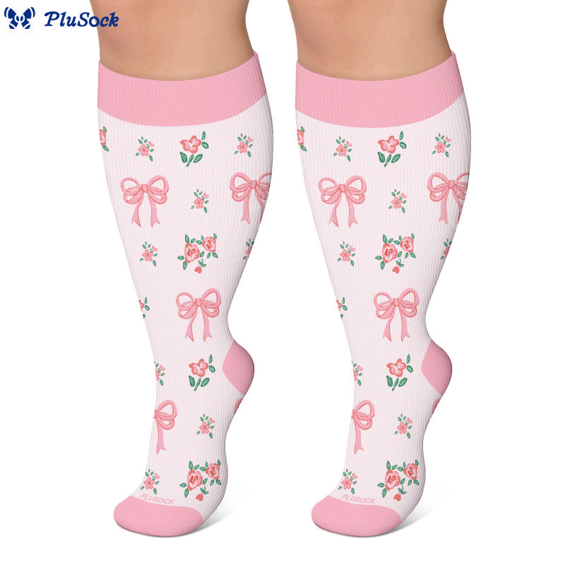 Plusock Plus Size Floral Bow Compression Socks - image 4