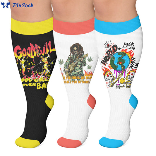 Plusock Plus Size Fun Performance Print Compression Socks - image 0