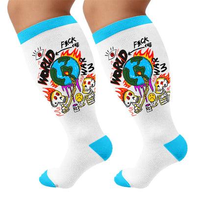 Plusock Plus Size Fun Performance Print Compression Socks - Skull(1 Pair) - 4XL - image 7