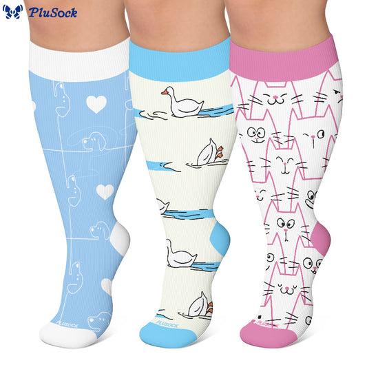 Plusock Plus Size Dog Goose Cat Compression Socks - image 0