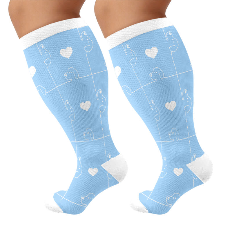 Plusock Plus Size Dog Goose Cat Compression Socks - Blue(1 Pair) - 4XL - image 5