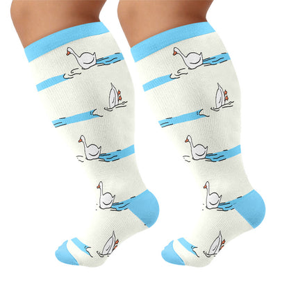 Plusock Plus Size Dog Goose Cat Compression Socks - Beige(1 Pair) - 4XL - image 6