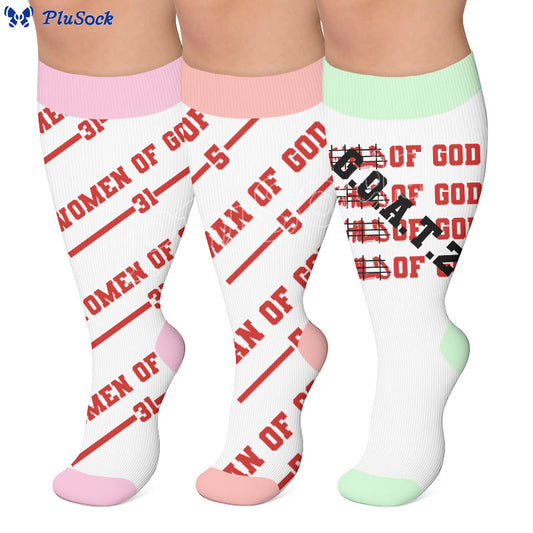 Plusock Plus Size Fun Letter Print Compression Socks - image 0