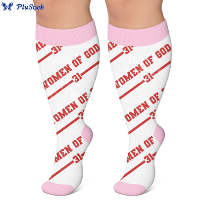 Plusock Plus Size Fun Letter Print Compression Socks - image 2