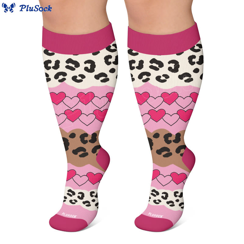 Plusock Plus Size Playful Floral  Heart Compression Socks - image 2