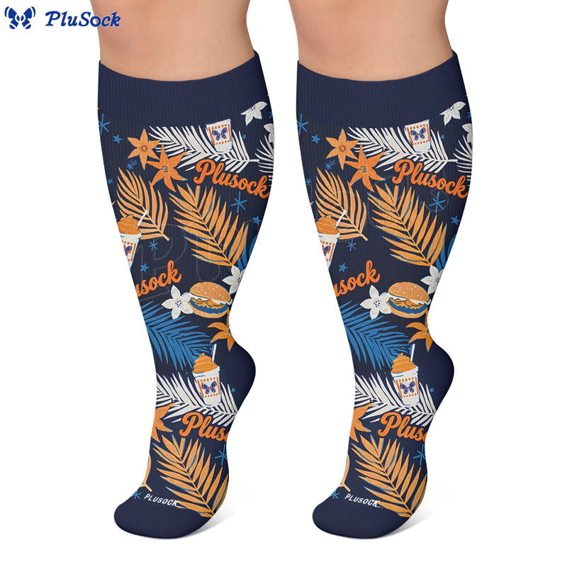 Plusock Plus Sizeloral Feather Star Compression Socks - image 4