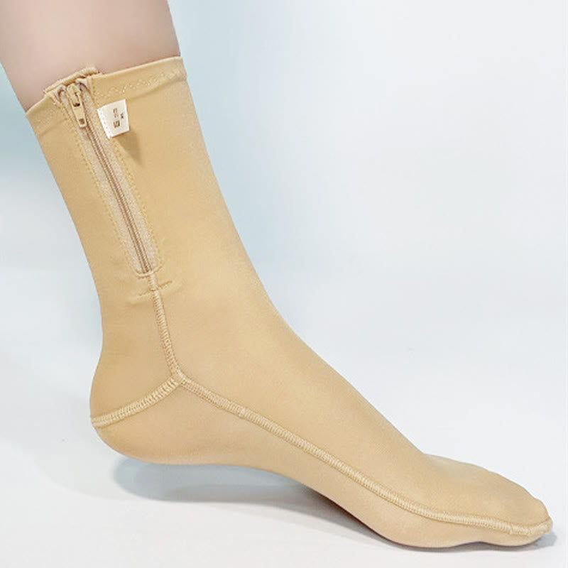 Plusock Post Surgery Zipper Compression Foot Sleeves - Nude - Left - M - image 6