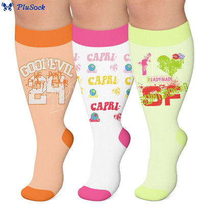 Plusock Plus Size American Retro Street Print Compression Socks - image 0