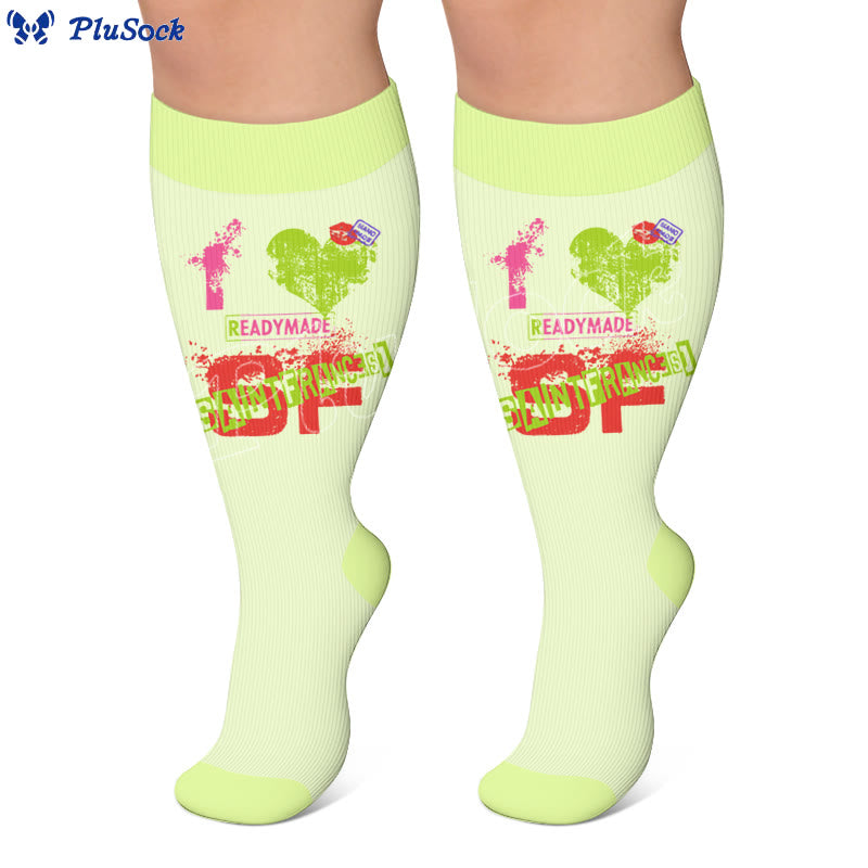 Plusock Plus Size American Retro Street Print Compression Socks - image 4