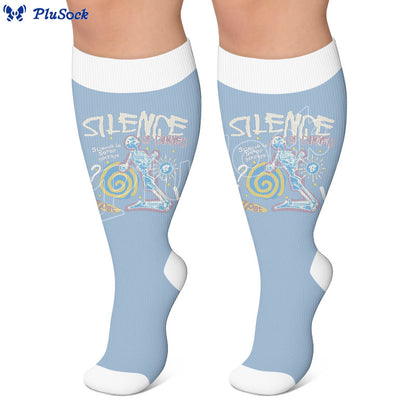 Plusock Plus Size American Retro Skull Print Compression Socks - image 4