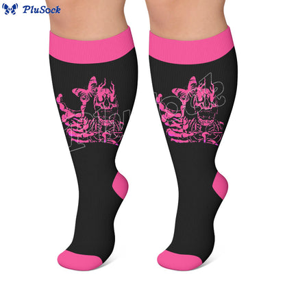 Plusock Plus Size American Retro Skull Print Compression Socks - image 3