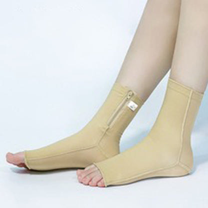 Plusock Post Surgery Zipper Open Toe Compression Foot Sleeves - Nude - Left - M - image 5