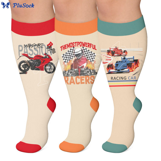 Plusock Plus Size Sporting Event Printed Compression Socks - image 0