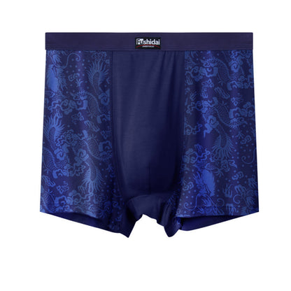 Plusock Dragon Jacquard Mid Length Boxer Briefs - Navy Blue - 10XL - image 1