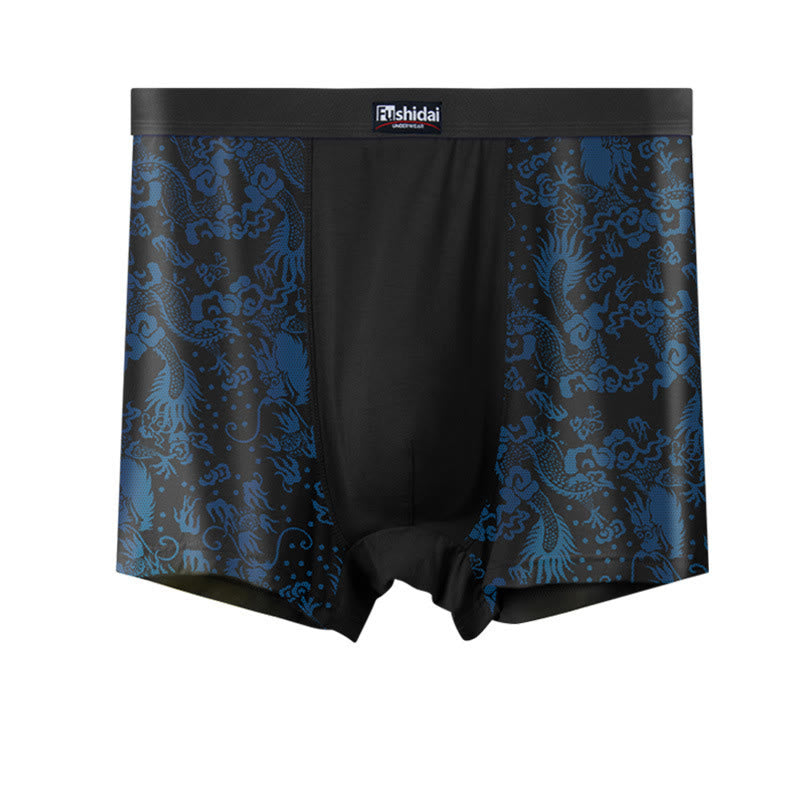 Plusock Dragon Jacquard Mid Length Boxer Briefs - Black - 10XL - image 3