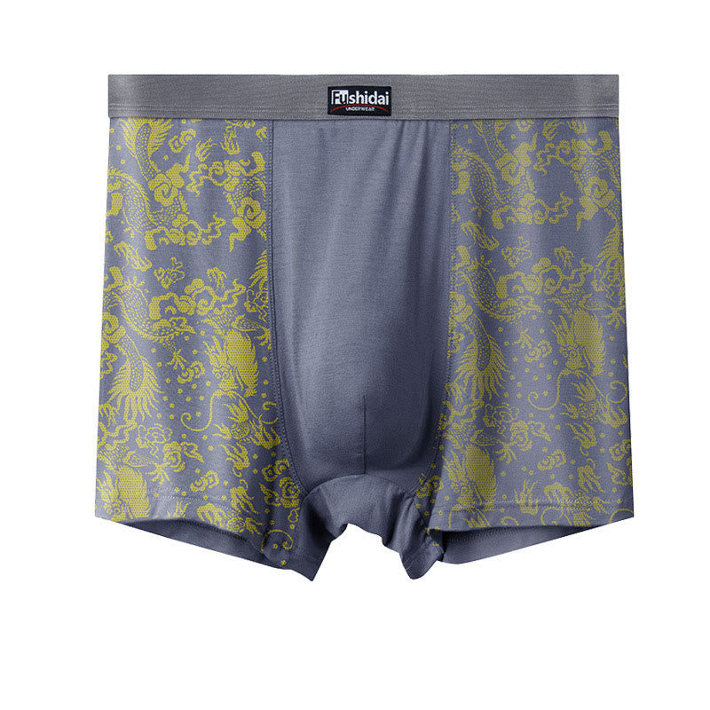 Plusock Dragon Jacquard Mid Length Boxer Briefs - Grey - 10XL - image 4