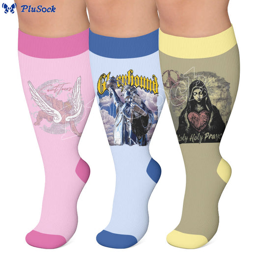 Plusock Plus Size Faith Themed Printed Stretch Stocks - image 0