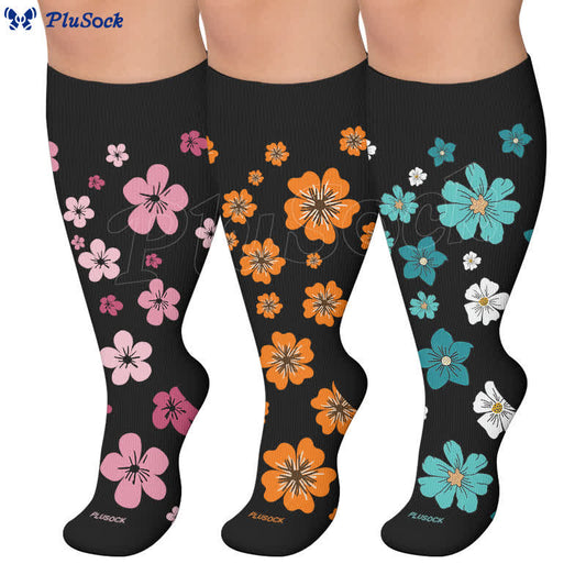Plusock Plus Size Floral Glow Compression Socks - image 0