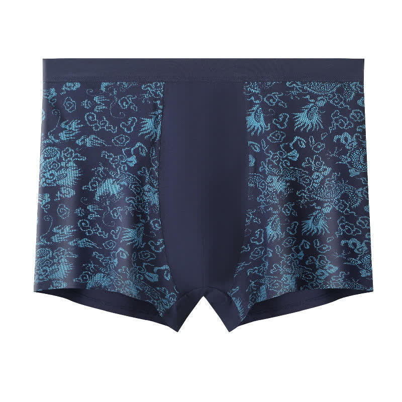 Plusock Wide Top Elastic Gold Pattern Boxer Briefs(2 Packs) - Navy Blue - 10XL - image 3