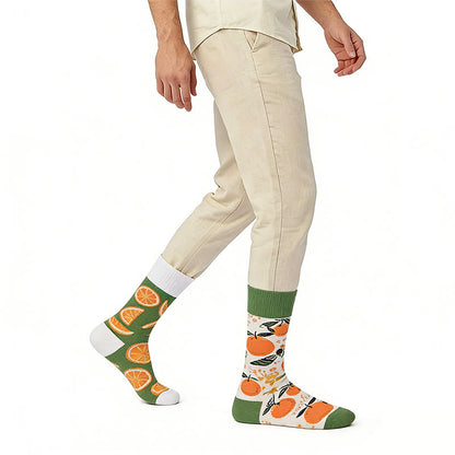 Plusock Orange Pattern Quarter Socks(1 Pair) - Green - EU36-43(US3-10) - image 0