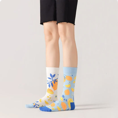 Plusock Lemon Pattern Quarter Socks - Blue - EU36-43(US3-10) - image 0