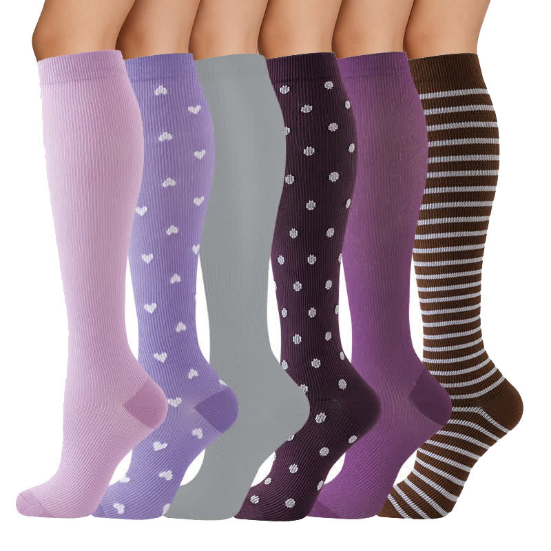 Plusock Polka Dot Purple Series Compression Socks(6 Pairs) - image 1