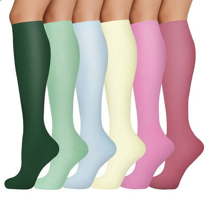 Plusock Bright Solid Color Compression Socks(6 Pairs) - image 1