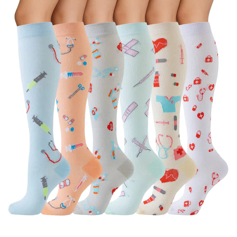Plusock Medical Print Sweat-wicking Sports Compression Socks(6 Pairs) - image 1