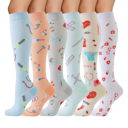Plusock Medical Print Sweat-wicking Sports Compression Socks(6 Pairs) - image 1