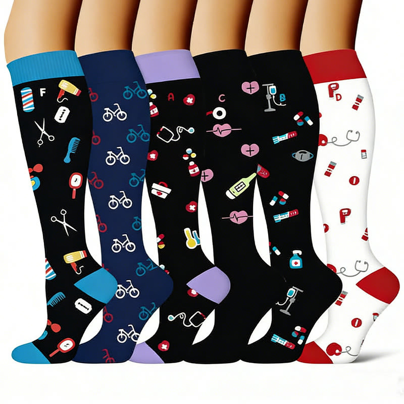 Plusock Medical Print Sweat-wicking Compression Socks(6 Pairs) - image 1