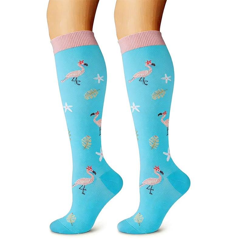 Plusock Cute Animal Plant Print Compression Socks(6 Pairs) - image 2