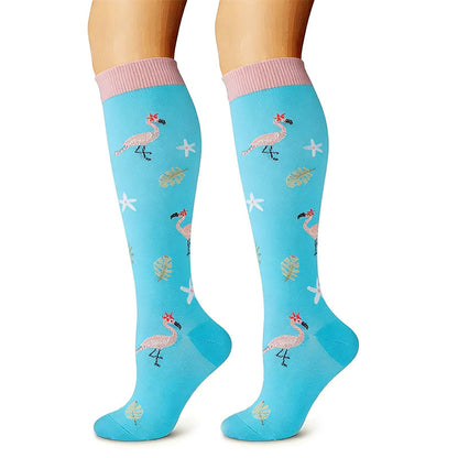 Plusock Cute Animal Plant Print Compression Socks(6 Pairs) - image 2