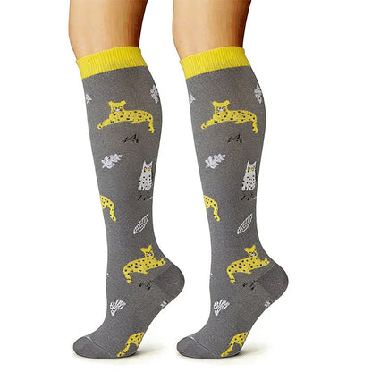 Plusock Cute Animal Plant Print Compression Socks(6 Pairs) - image 7