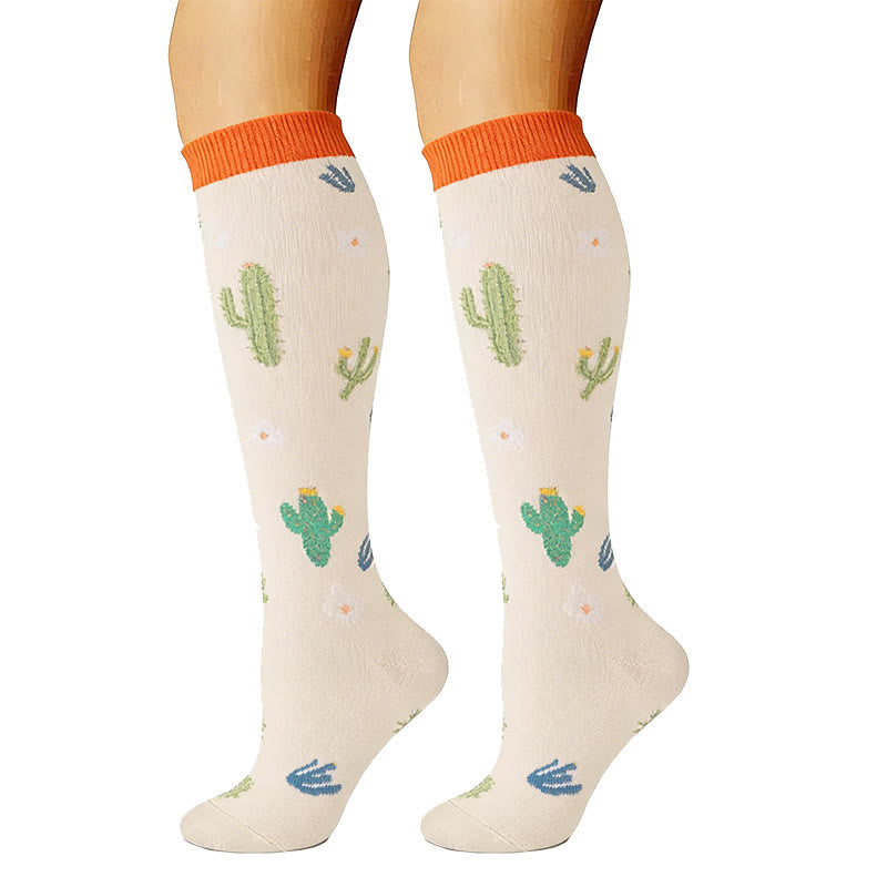 Plusock Cute Animal Plant Print Compression Socks(6 Pairs) - image 4