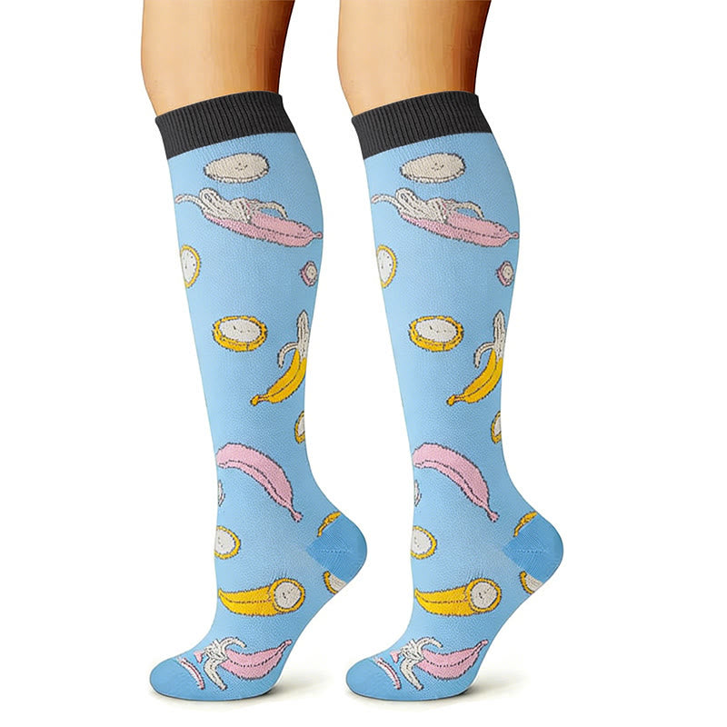 Plusock Cute Animal Plant Print Compression Socks(6 Pairs) - image 3