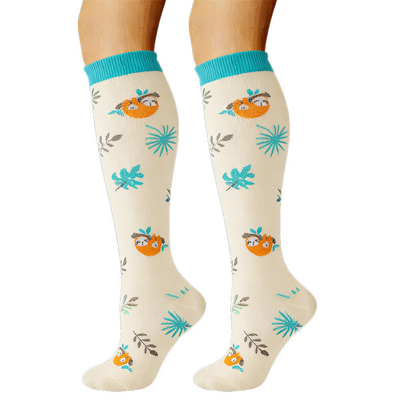 Plusock Cute Animal Plant Print Compression Socks(6 Pairs) - image 6