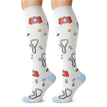 Plusock Medical Print Knee High Compression Socks(6 Pairs) - image 1