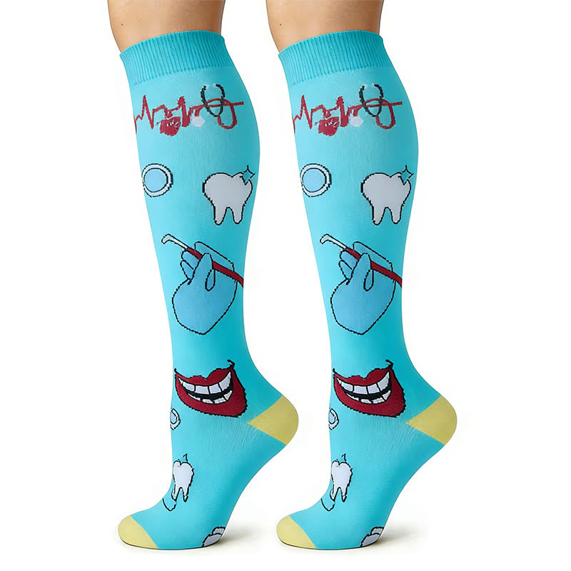 Plusock Medical Print Knee High Compression Socks(6 Pairs) - image 6