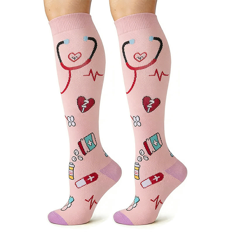 Plusock Medical Print Knee High Compression Socks(6 Pairs) - image 2