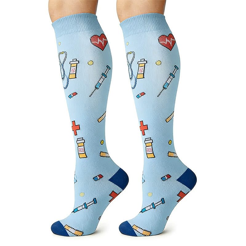 Plusock Medical Print Knee High Compression Socks(6 Pairs) - image 4