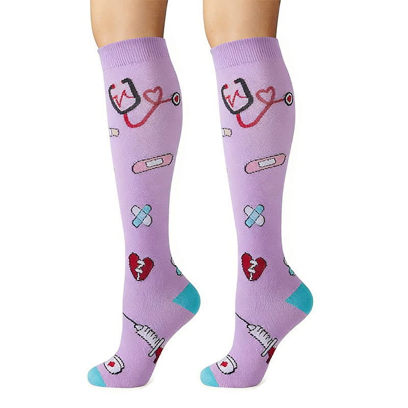 Plusock Medical Print Knee High Compression Socks(6 Pairs) - image 5