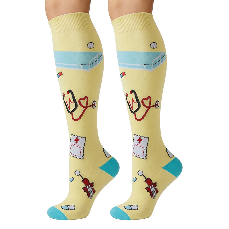 Plusock Medical Print Knee High Compression Socks(6 Pairs) - image 3