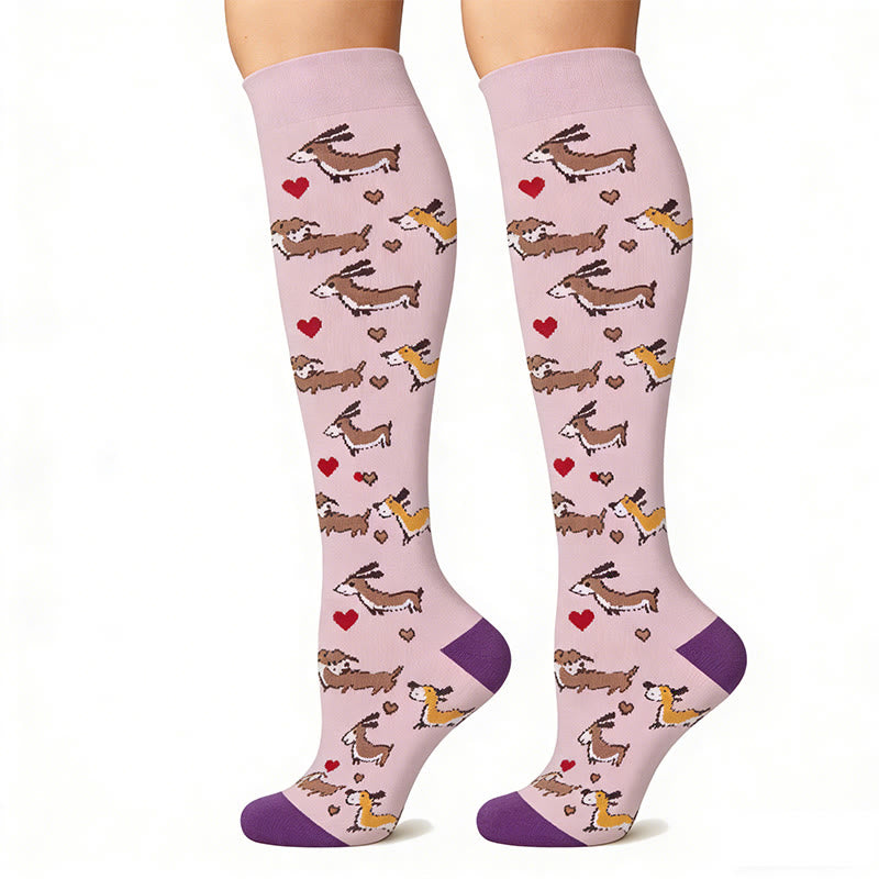 Plusock Cat Print Outdoor Running Compression Socks(6 Pairs) - image 6