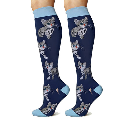 Plusock Cat Print Outdoor Running Compression Socks(6 Pairs) - image 5