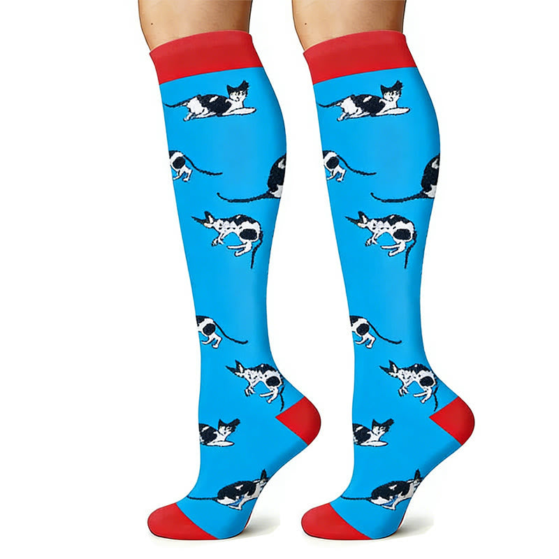 Plusock Cat Print Outdoor Running Compression Socks(6 Pairs) - image 4