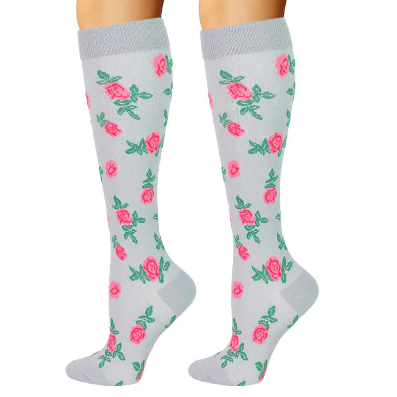 Plusock Blue Green Flower Compression Socks(6 Pairs) - image 2