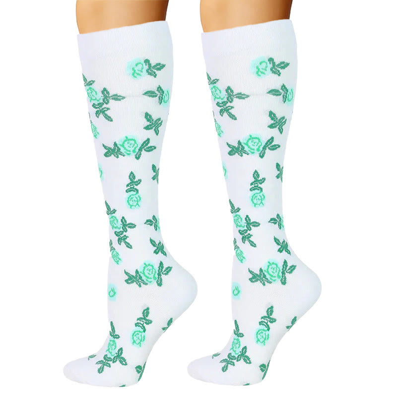 Plusock Blue Green Flower Compression Socks(6 Pairs) - image 5