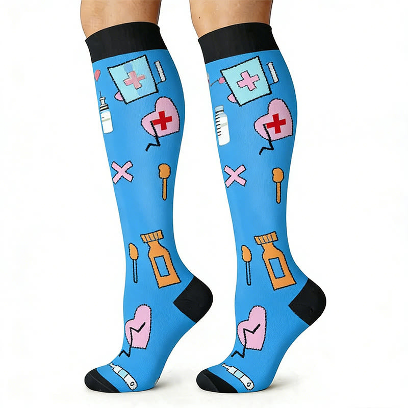 Plusock Medical Print Outdoor Running Compression Socks(6 Pairs) - image 5